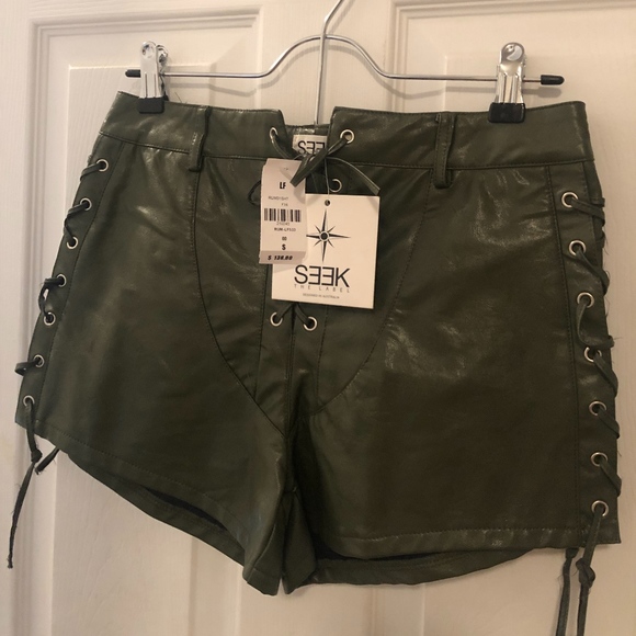 LF Pants - Faux Leather Shorts LF